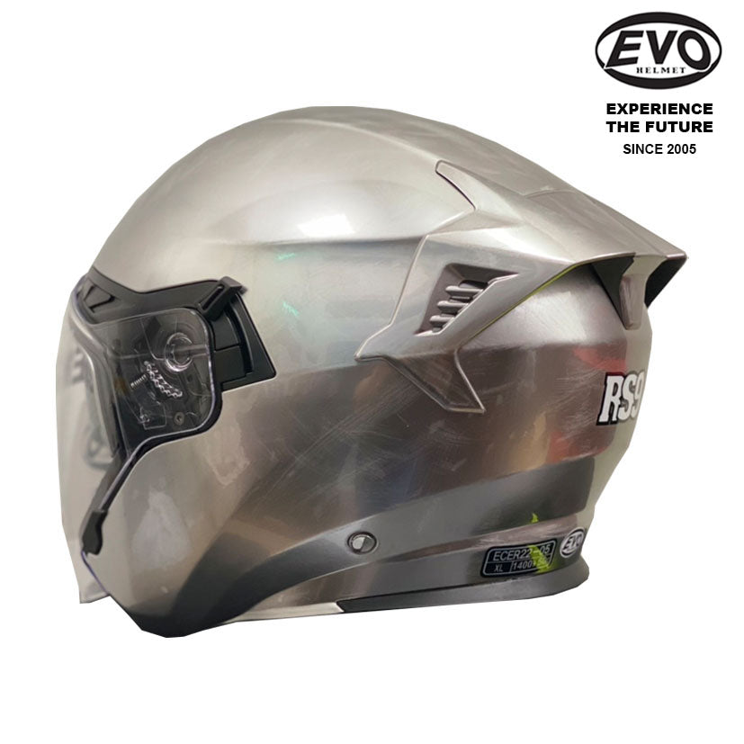 EVO RS9 Iridium Style Silver Helmet (FREE HEVIK HELMET BAG)