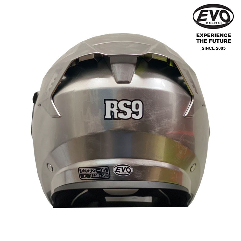 EVO RS9 Iridium Style Silver Helmet (FREE HEVIK HELMET BAG)