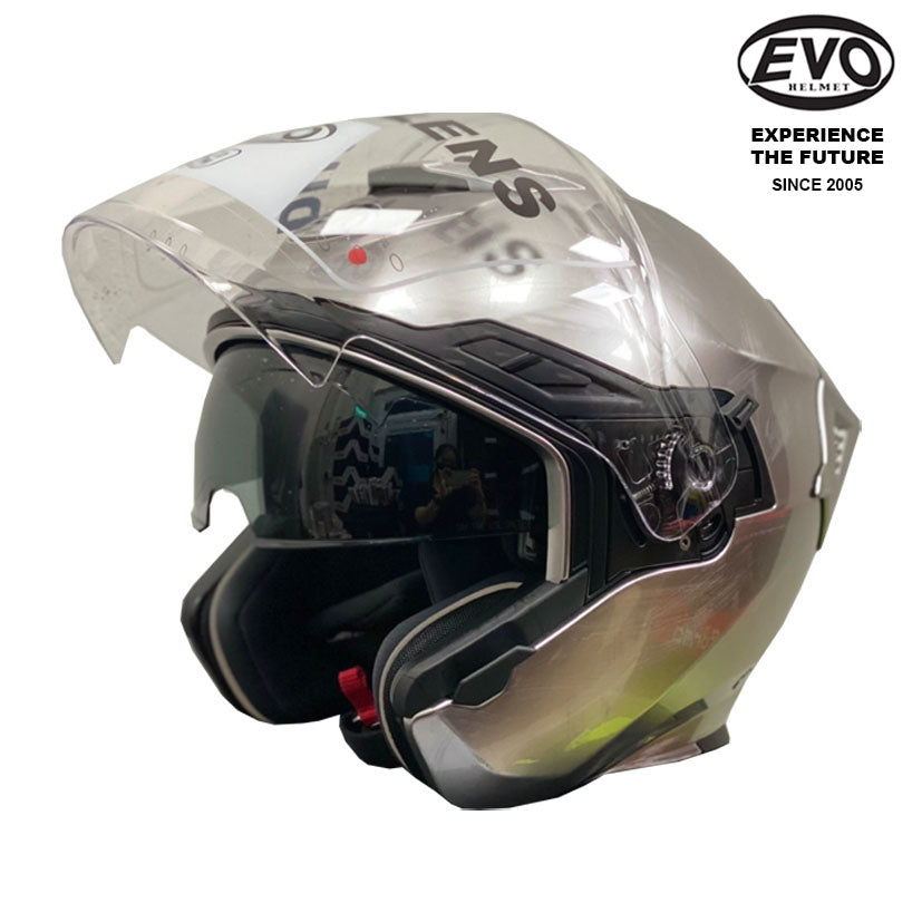 EVO RS9 Iridium Style Silver Helmet (FREE HEVIK HELMET BAG)