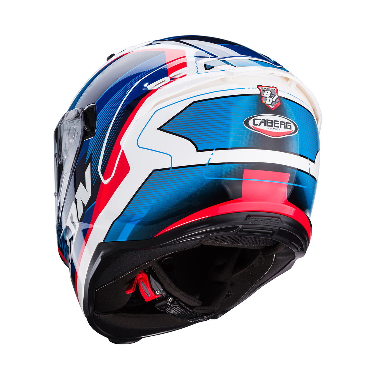 Red white and on sale blue riding gear